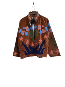 เสื้อแจ็คเก็ตผ้าฝ้ายสไตล์โบฮีเมียนงานฝีมือประณีต ปักลายหัวใจสีลาเวนเดอร์ แขนยาว เสื้อคลุมผู้หญิงสำหรับฤดูใบไม้ผลิ - Product Image 3