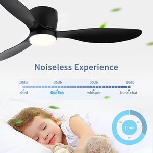 Ventilatore da soffitto a LED intelligente da 52 pollici, silenzioso, con motore DC, per interni ed esterni, a basso profilo, colore nero. - Product Image 5
