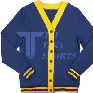 Femmes décontracté automne hiver tricoté Cardigans Sororités Collection Patchwork chandails broderie décoration bandes dorées - Product Image 1