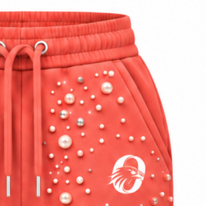 Coral Pearl Beaded <b>Jogger</b> Pants <b>Women</b> Fashion Embellished Drawstring Sweatpants Luxury Casual Streetwear <b>Fleece</b> Bottoms - Product Image 6