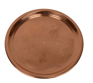 Assiette de présentation en cuivre pur au design classique, assiette de présentation en métal embossé, assiette décorative pour dîner, assiette de présentation pour table de mariage - Product Image 1