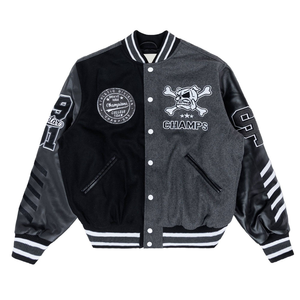 Chaqueta universitaria de poliéster con logotipo personalizado al por mayor para hombre, tipo bomber, con cierre de botones, bolsillos y letras estilo Letterman, para béisbol. - Product Image 4