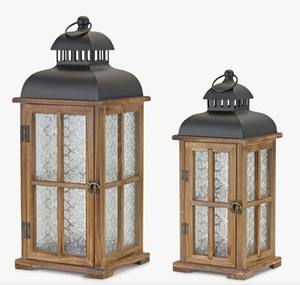 Art Empire Exports - Portavelas de Madera Natural con Paneles de Vidrio, Hecho a Mano, Estilo Rústico, 1 Color, Decoración para el Hogar, Navidad - Product Image 1