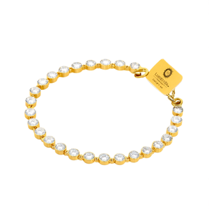 18K Gold Plated Stainless Steel Charm Bangle with Zircon - Product Image 3