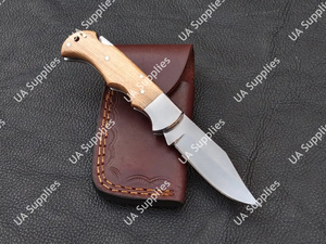 Couteau pliant professionnel artisanal en acier inoxydable pour la chasse, le camping et les activités de plein air, OEM/ODM, verrouillage arrière, manche en résine époxy, 58 HRC, garantie 3 ans - Product Image 5
