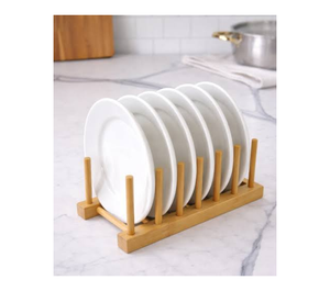 Support à assiettes en bois, organisateur de rangement pour vaisselle, assiettes, bols, tasses, support à assiettes en bois, meilleur prix - Product Image 1