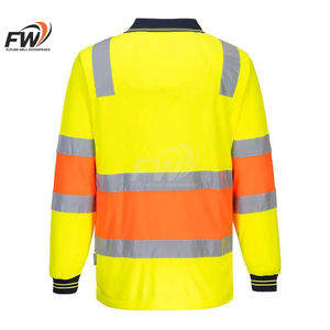 Chemise polo de travail à manches longues en polyester pour mécaniciens, construction, haute visibilité, réfléchissante, sécurité, travail automobile, construction - Product Image 4