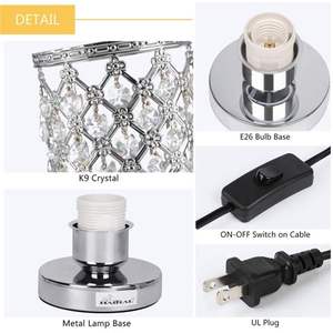 Juego de 2 Lámparas de Mesa Plateadas con Pantallas de Cristal Transparente, Lámparas de Mesa de Cristal - Product Image 3