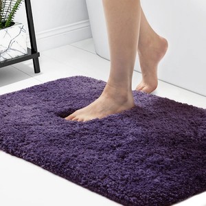 Alfombra de Baño Rectangular de Microfibra Morada, Antideslizante, con Base de Goma, Gruesa, con Mechones, Estilo Moderno para Baño - Product Image 5