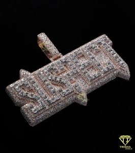 Moissanite Diamond <b>Name</b> Pendant Hip Hop <b>Chain</b> Iced Out Baguette Necklace Luxury Streetwear Jewelry - Product Image 2