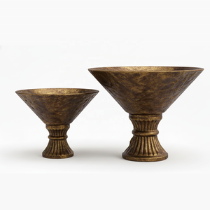 Cuenco Decorativo de Aluminio Martillado de Lujo, Ecológico, Tamaño Personalizable, Jarrón de Pedestal Clásico Americano, Cromado, para Mesa - Product Image 2