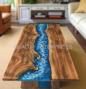 Mesa de Comedor Rectangular de Estilo Moderno, Hecha a Mano con Resina Epoxi y Madera - Product Image 6