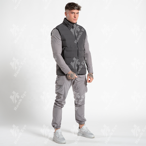 Chaleco Deportivo Hawk Eye Gris Oscuro para Hombre, Sin Mangas, Acolchado, Cortavientos, Transpirable, Relleno de Algodón, Logotipo Personalizado, Talla Pequeña - Product Image 3