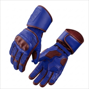 Gants de moto en cuir véritable respirants pour l'été, compatibles avec les écrans tactiles, protection des poings et des paumes, pour hommes, course et motocross - Product Image 1