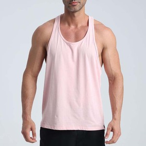 Men's Solid Color Cotton Tank Top O-Neck Casual Sleeveless Knitted Plain Dyed Beige - Product Image 3
