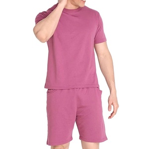 Ensemble 2 pièces d'été pour homme en coton tricoté respirant et imprimé sérigraphié, T-shirt à manches courtes et short élégant - Product Image 2