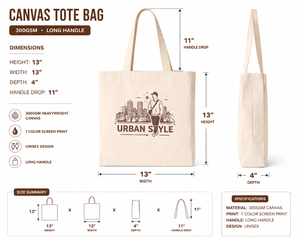AMANI 300gsm Cotton <b>Canvas</b> <b>Tote</b> Bag Long Handle Heavy Duty Eco Friendly Reusable Shopping Bag Custom Urban Style Print Washable - Product Image 2