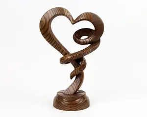 Statue de cœur en bois moderne 2026, sculpture abstraite au design minimaliste, courbes lisses, finition bois naturel, décor romantique, élégant - Product Image 3