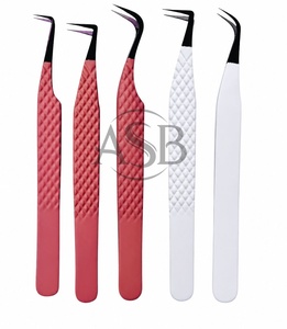 Nouvelle pince à cils 2026 à 9 degrés et courbée en acier inoxydable avec impression de logo personnalisé pour extensions de cils - Product Image 5