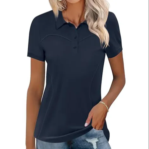 T-shirts pour femmes vierges en gros, fournisseur d'exportation, col rond uni, tissu jersey en élasthanne - Product Image 5