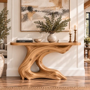 Table console rustique à bord naturel pour entrée, design rustique, table d'appoint artisanale, mobilier - Product Image 5