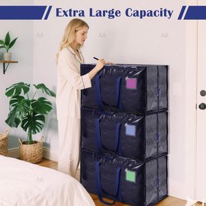 Lot de 6 sacs de déménagement extra-larges et résistants, avec fermeture éclair renforcée, poignées larges, résistants à l'humidité, bacs de rangement en tissu - Product Image 4