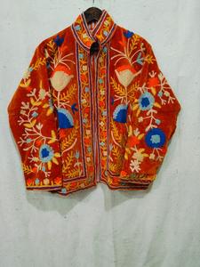 Wholesale Luxury Suzani Embroidered Velvet Jackets Bohemian Floral Statement Outerwear Elegant Winter Artisan <b>Coats</b> For <b>Women</b> - Product Image 2