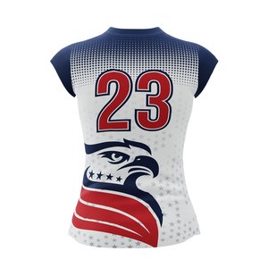 Maillot de volley-ball d'entraînement pour femmes, col en V, manches courtes, dégradé d'étoiles, tissu 100% polyester respirant, vêtements de sport d'équipe - Product Image 2