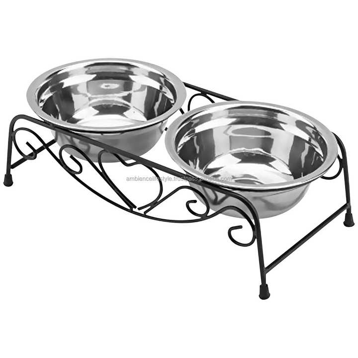 Ambience Lifestyle Eco-Friendly Steel Pet Bowl Feeder Black Metal Stand Fancy Designer for Cats Kittens Puppies Dogs