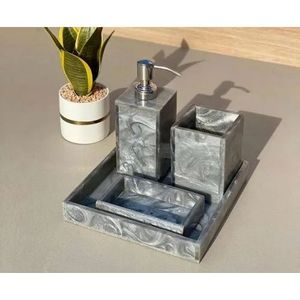 Ensemble d'accessoires de salle de bain en polyrésine de luxe moderne en blanc pour des intérieurs élégants - Product Image 3