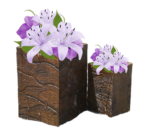 Rustic Wood Flower <b>Pots</b> Hand Carved <b>Square</b> Design Indoor Planters for Flowers and Green Plants - Product Image 1