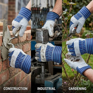 Gants de sécurité industriels en cuir de vachette pleine fleur certifiés CE, antidérapants, robustes, avec doublure en tissu de coton perforé et en polaire - Product Image 4