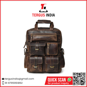 Custom High-End <b>Backpack</b> Genuine <b>Leather</b> Women's <b>Backpack</b> <b>Large</b> Capacity Bag From India - Product Image 2