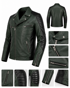 Blouson de moto classique en cuir unisexe |   Vert foncé, rouge, brun |   Fabricant OEM ODM |   Qualité de conception haut de gamme |   Vêtements de course | - Product Image 6