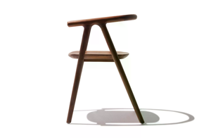 Chaise de salle à manger en bois massif de style Japandi avec dossier en rotin et assise rembourrée pour l'hôtellerie et la restauration - Product Image 3