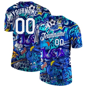 Vente en gros directe pour l'industrie de la fabrication - Motif graffiti personnalisé - Effet de rayures or vieilli 3D - Manches courtes - Performance 100% - Product Image 6