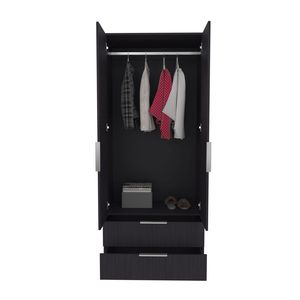 Armadio Interno Nero Wenden con Doppie Ante, Due Cassetti, Asta Appendiabiti e Ripiani Interni - Product Image 5