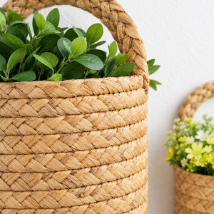 Panier à plantes en jute tressé à la main avec support en bois, noir et rose blush, pour plantes d'intérieur, avec poignées - Product Image 5
