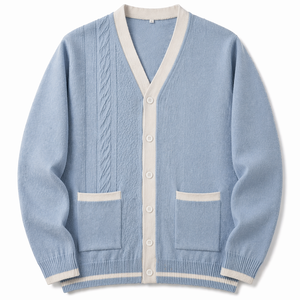 Cardigan en tricot classique pour homme, en coton premium, boutonné devant, vêtements décontractés d'hiver, chaud et confortable, à porter tous les jours, cardigan pour homme - Product Image 1