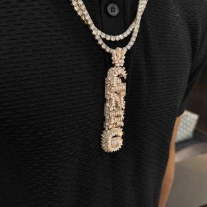Collar unisex de plata de ley 925 con baño de oro y moissanita, diseño de rostro, estilo hip hop, con colgante de novedad, certificado GRA, personalizable. - Product Image 4