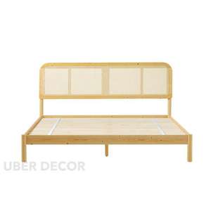 BirchBend Scandinave Contemporain Personnalisable Lit en Bois Plate-forme Rotin Intérieur Minimaliste Intérieurs Conviviaux - Product Image 3