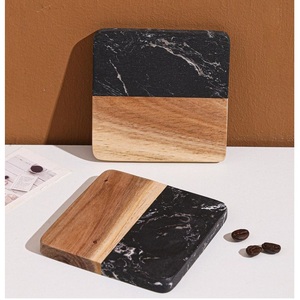 <b>High</b> quality Durable Wooden Resin Tea & Coffee Coaster Set Made of Natural Acacia Wood and Resin Coasters For <b>Kitchen</b> <b>Table</b> Use - Product Image 1