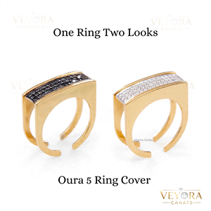 Glamorosa cubierta para anillo Oura hecha con plata de ley 925 maciza y detalles de joyería cinética giratoria con pavé de moissanita para estilizar. - Product Image 3