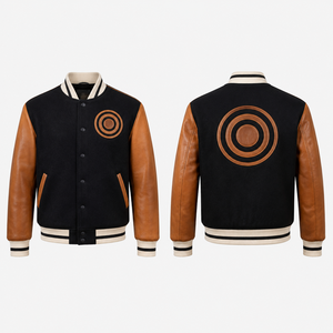 Veste d'automne coupe-vent pour homme, style universitaire, avec logo brodé personnalisé, bordure côtelée, vêtement d'extérieur décontracté pour équipe sportive, fournisseur en gros - Product Image 1
