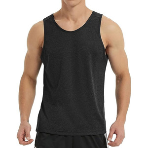 Camisetas sin mangas personalizadas al por mayor de poliéster/algodón transpirable con cuello redondo para hombre, para gimnasio, entrenamiento, fitness, deportivas, sin mangas, privadas - Product Image 4