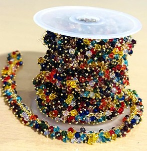 Cadena de Cuentas de Cristal Multicolor de 3mm, Cadena de Cuentas Hechas a Mano con Baño de Oro Grueso para la Fabricación de Joyería - Product Image 4