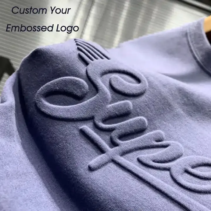 Street Großhandel Präget-T-Shirts hochwertiges Unisex-T-Shirt benutzerdefinierte 3D-prägetes benutzerdefiniertes Logo Grafik 100 % Baumwolle Plus-Größe