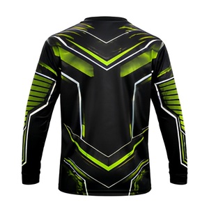 Jersey de Compresión de Manga Larga Negro y Verde para Paintball, Diseño Geométrico, Compatible con Marca Privada, para Entrenamiento de Club - Product Image 3