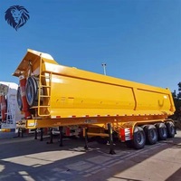 Semi-remorque benne arrière Lion King 4 essieux 60 tonnes avec vérin hydraulique, construction en acier haute résistance, origine Shandong