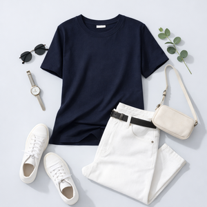 Camiseta de Manga Corta para Mujer, Cuello Redondo, Transpirable, Jersey Sólido, Impresión Serigráfica, Alta Calidad de Algodón, Ecológica - Product Image 3